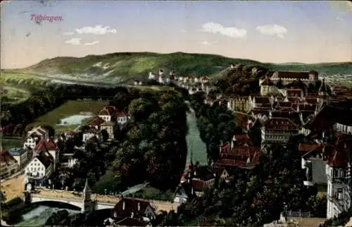 Ak Tübingen am Neckar, Stadtpanorama, Flusspartie, Brücke