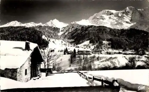 Ak Les Contamines Montjoie Haute Savoie, Panorama, Le Bionnassay, Les Domes de Miage