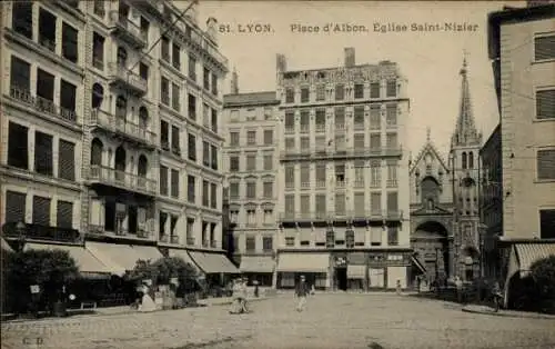 Ak Lyon Rhône, Place d'Albon, Eglise Saint Nizier