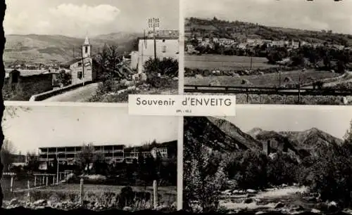 Ak Enveitg Pyrénées Orientales, Kirche, Preventorium SNCF, Les Tours de Carol, Gesamtansicht