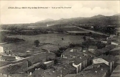 Ak Argelès sur Mer Pyrénées Orientales, Blick vom Glockenturm