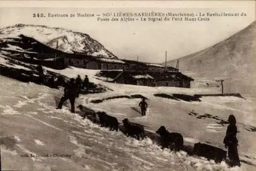 Ak Sollières Savoie, Sardieres, Le Ravitaillement, Poste des Alpins, le Signal du Petit Mont-Cenis