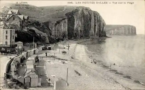 Ak Petites Dalles Seine Maritime, Strand, Felsen