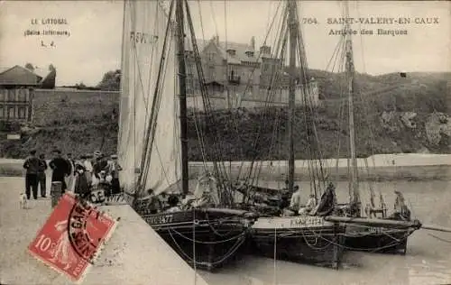 Ak Saint Valery en Caux Seine Maritime, Arrivee des Barques