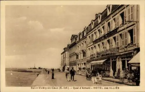 Ak Saint Valery en Caux Seine Maritime, Quai d'Amont, Hotel des Allies