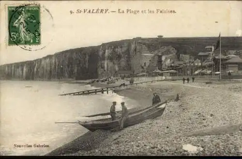 Ak Saint Valery en Caux Seine Maritime, Strand, Steilküste