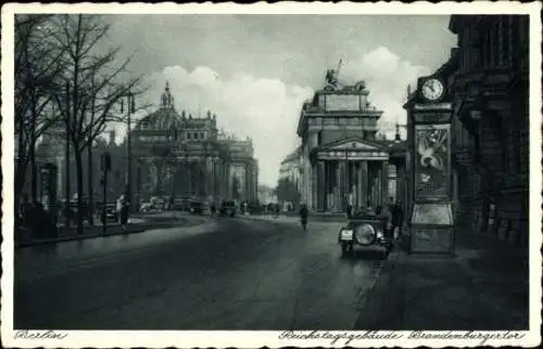 Ak Berlin, Brandenburger Tor, Reichstagsgebäude