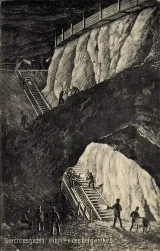 Ak Berchtesgaden in Oberbayern, Im Innern des Bergwerkes