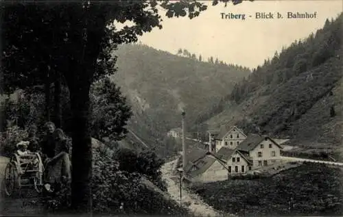 Ak Triberg im Schwarzwald, Teilansicht beim Bahnhof