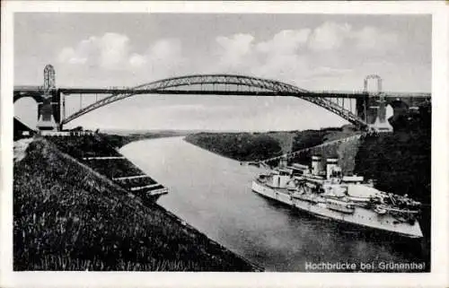 Ak Grünental Beldorf in Schleswig Holstein, Hochbrücke Grünenthal, Schiff