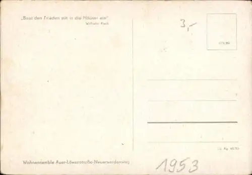 Ak Berlin Friedrichshain, Wohnensemble Auerstr. Löwestr. Neuer Weidenweg, Nat. Aufbauprogramm 1953