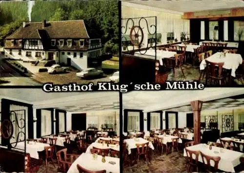 Ak Trippstadt in der Pfalz, Gasthof Klug'sche Mühle im Karlstal, Innenansicht