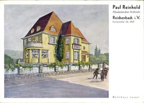 Künstler Ak Reichenbach im Vogtland, Paul Reinhold, Akademischer Architekt, Wohnhaus Jäger