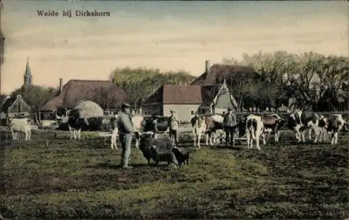 Ak Dirkshorn Nordholland Niederlande, Kühe auf der Weide, Bauern