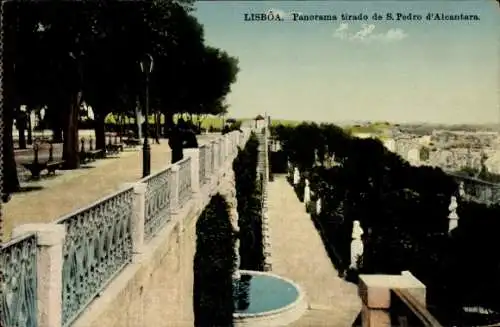 Ak Lissabon Lisboa Portugal, Panorama tirado de S. Pedro d'Alcantara