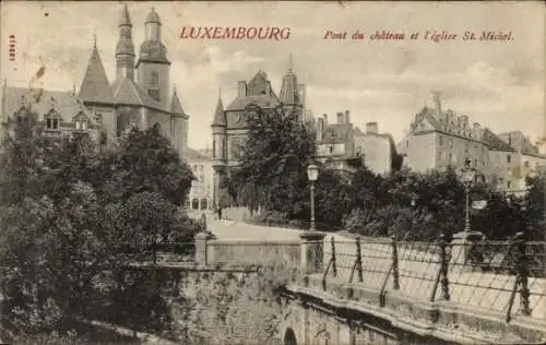 Ak Luxembourg, Schlossbrücke und Kirche St. Michel