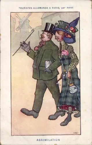 Künstler Ak Hansi, Deutsche Touristen in Paris