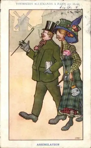 Künstler Ak Hansi, Deutsche Touristen in Paris