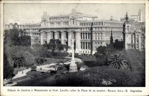 Ak Buenos Aires Argentinien, Justizpalast und Denkmal für General Lavalle