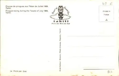 Ak Tahiti Ozeanien, Kanurennen 1969