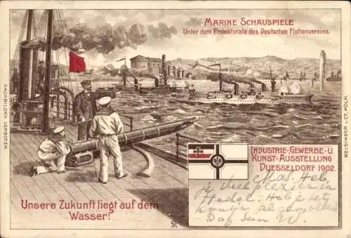 Litho  Industrie und Gewerbeausstellung Düsseldorf 1902, Marine Schauspiele