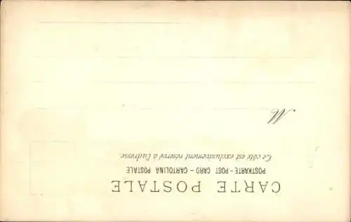 Litho Französischer Soldat spritz Mann mit Wasserschlauch ab