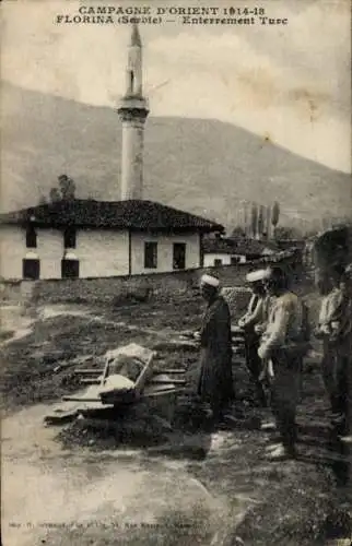 Ak Florina Griechenland, Ostfeldzug 1914-1918, türkische Beerdigung