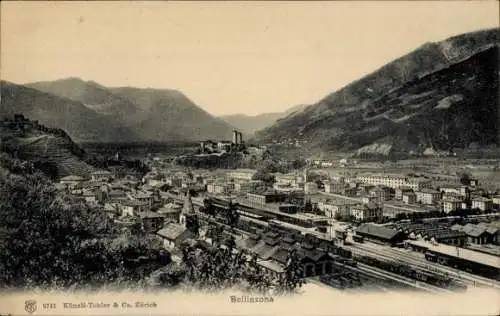 Ak Bellinzona Kanton Tessin, Panorama, Bahnhof