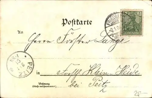 Litho Strzelce Krajenskie Friedeberg in der Neumark Ostbrandenburg, Post, Kirche, Denkmal