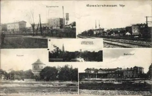 Ak Jabłonowo Pomorskie Goßlershausen Westpreußen, Kunstmühle, Bahnhof, Gleisseite