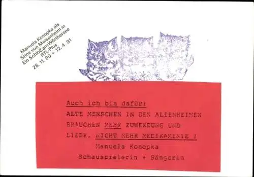 Ak Schauspielerin und Sängerin Manuela Konopka, Portrait, Autogramm