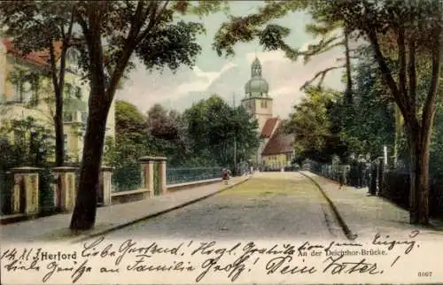 Ak Herford in Nordrhein Westfalen, Deichtor-Brücke