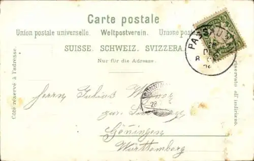 Litho Sankt Gallen Stadt Schweiz, Gesamtansicht, Denkmal, Kathedrale
