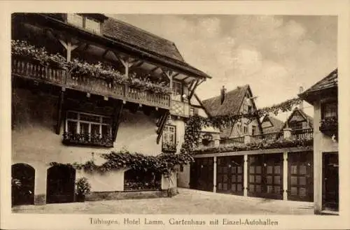 Ak Tübingen am Neckar Baden Württemberg, Hotel Lamm, Außenansicht, Gartenhaus mit Garagen