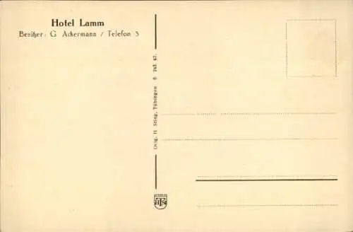 Ak Tübingen am Neckar Baden Württemberg, Hotel Lamm, Außenansicht, Gartenhaus mit Garagen