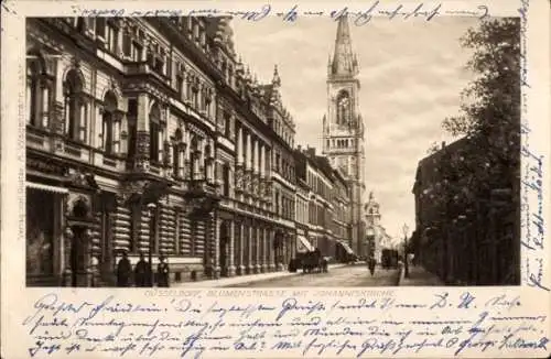 Ak Düsseldorf am Rhein, Blumenstraße, Johanniskirche