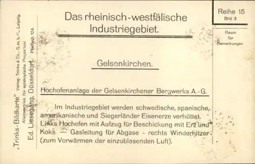 Ak Gelsenkirchen im Ruhrgebiet, Hochofenanlage der Gelsenkirchener Bergbau A.-G.