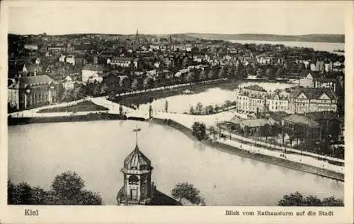 Ak Kiel, Gesamtansicht, Rathausturm