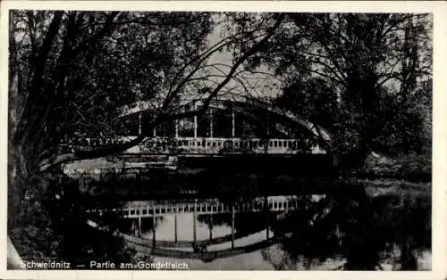 Ak Świdnica Schweidnitz Schlesien, Gondelteich, Brücke