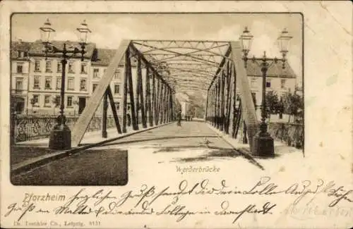Ak Pforzheim im Schwarzwald, Werderbrücke