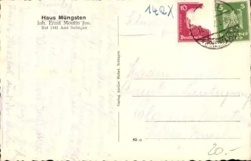 Ak Müngsten an der Wupper Wuppertal, Haus Müngsten, Innenansicht