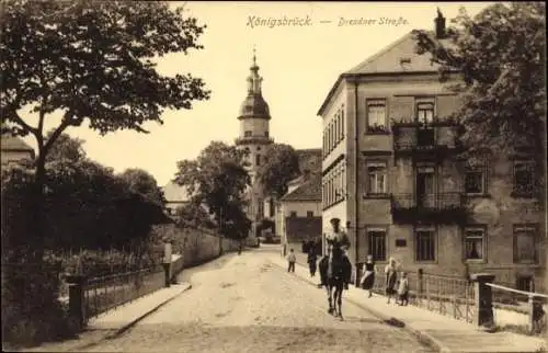 Ak Königsbrück in der Oberlausitz, Dresdner Straße, Reiter