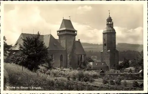 Ak Geyer Erzgebirge, Blick auf die Kirche, Glockenturm