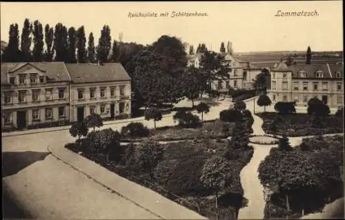 Ak Lommatzsch in Sachsen, Reichsplatz mit Schützenhaus