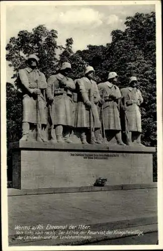 Ak Worms in Rheinland Pfalz, Ehrenmal der 118er, Prof. Paul Birr