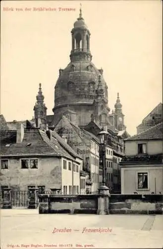 Ak Dresden Altstadt, Frauenkirche, Blick von Brühlscher Terrasse