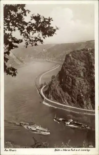 Ak St. Goarshausen am Rhein, Loreley, Blick von Maria Ruh, Schiffe