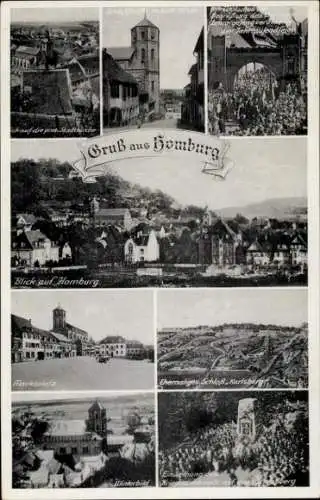 Ak Homburg Saar, Stadtkirche, Jahrtausendfeier, Marktplatz, Ehemaliges Schloss Karlsberg, Winterbild