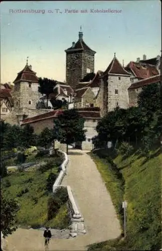 Ak Rothenburg ob der Tauber Mittelfranken, Teilansicht, Kobolzellertor