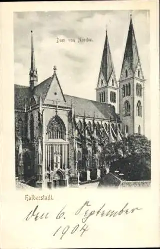 Ak Halberstadt in Sachsen Anhalt, Der Dom von Norden